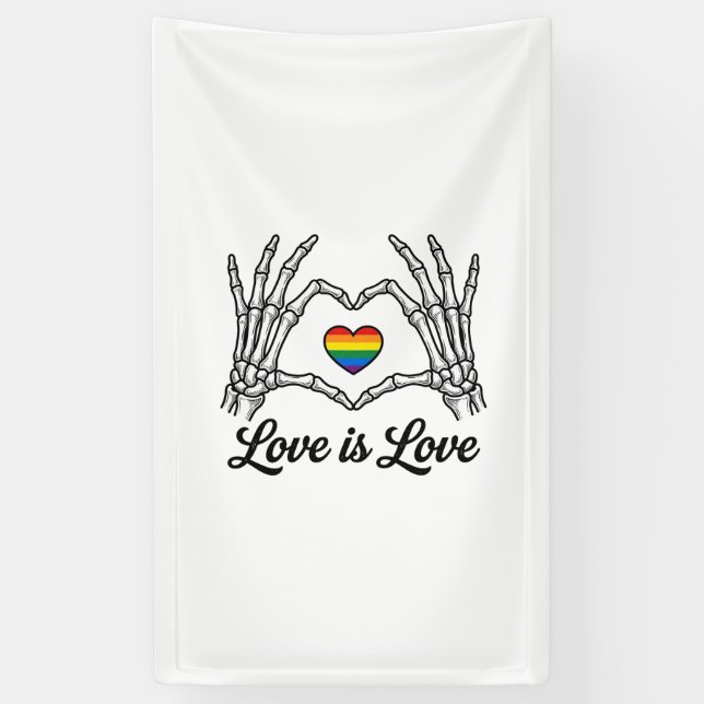 Lona Camiseta Corazón Arcoíris Manos Esqueleto El Amor  (Vertical)