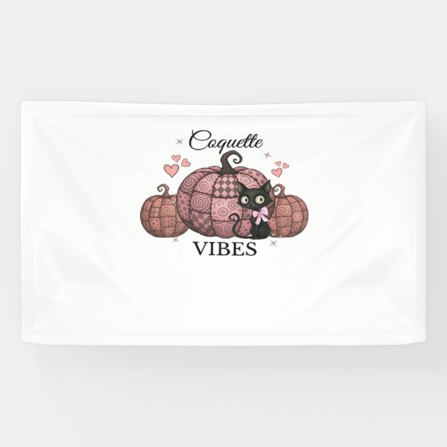 Lona Camiseta de calabaza rosa de Coquette Cat sobredim (Horizontal)