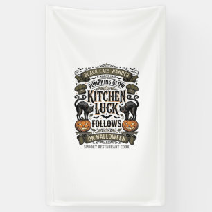 Lona Camiseta de cocinero de Halloween Gato negro vinta