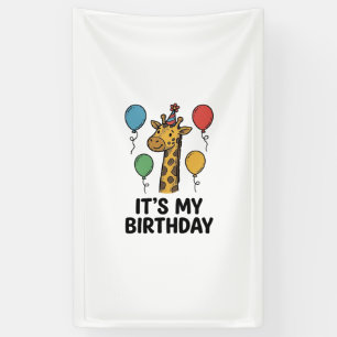 Lona Camiseta de cumpleaños de jirafa linda Diseño de f