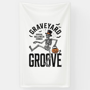 Lona Camiseta de esqueleto bailando con calabaza arte v