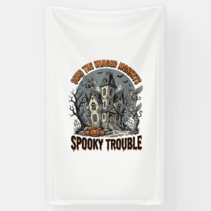 Lona Camiseta de Halloween embrujada de monos alados es