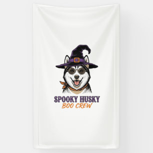 Lona Camiseta de Husky de Halloween Bruja Perro Gráfico