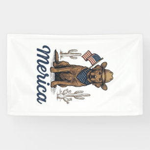 Lona Camiseta de la bandera americana del perro vaquero