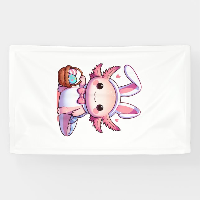 Lona Camiseta de Pascua Axolotl Orejas de Conejo Huevos (Horizontal)