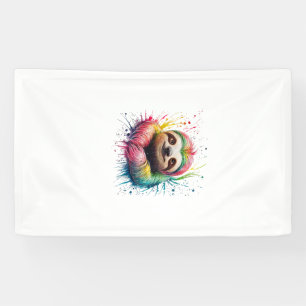 Lona Camiseta de perezoso colorido acuarela hombre muje