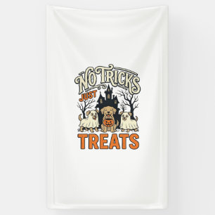 Lona Camiseta de perro fantasma de Halloween sin trucos