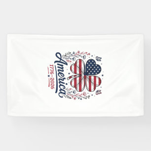Lona Camiseta de Trébol Patriótico Vintage América 1776