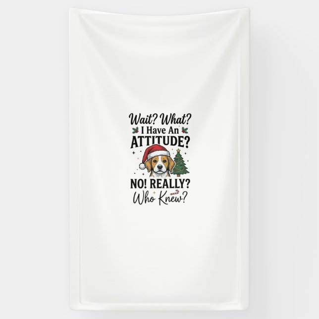 Lona Camiseta divertida de actitud de perro de Navidad  (Vertical)