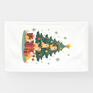 Lona Camiseta divertida de perro de Navidad con árbol y
