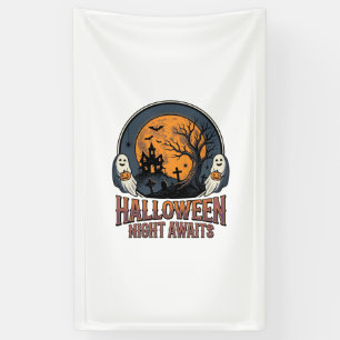 Lona Camiseta Fantasma Luna Grabada Escena Halloween Vi