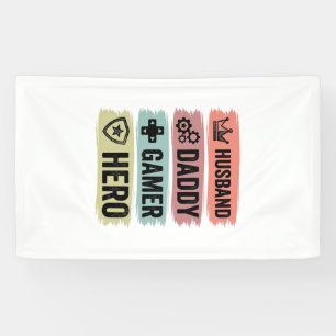 Lona Camiseta geométrica Vintage Husband Daddy Gamer He