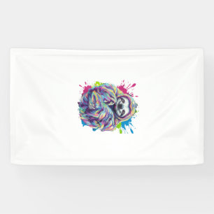 Lona Camiseta Gráfica Divertida de Perezoso Colorido Ar