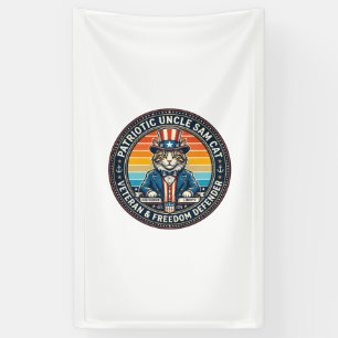 Lona Camiseta Patriótica del Tío Sam Gato Retro Atardec