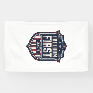 Lona Camiseta Patriótica Freedom First USA 1776 Shield