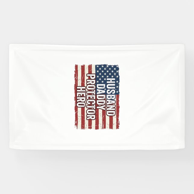 Lona Camiseta Patriótica Marido Papá Protector Héroe Ba (Horizontal)