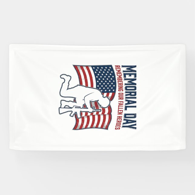 Lona Camiseta Patriótica Soldado Héroes Caídos Día de l (Horizontal)