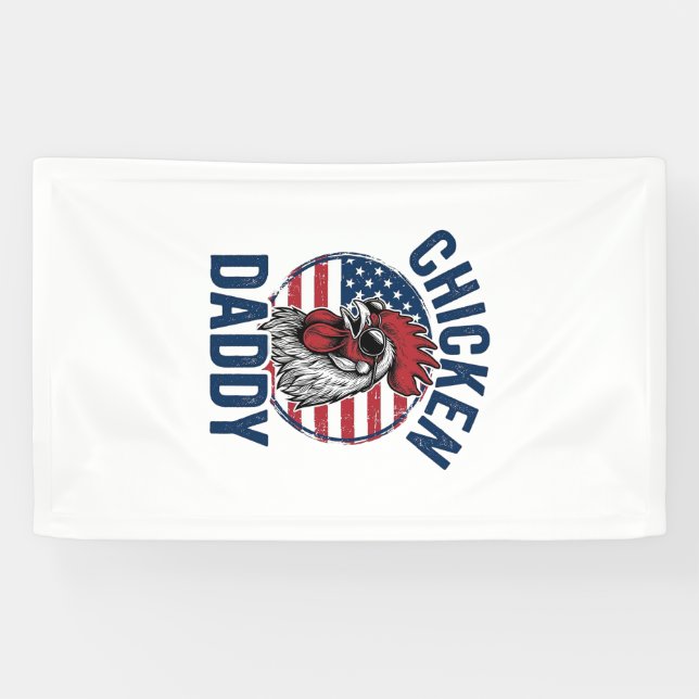 Lona Camiseta Patriótica Vintage Gallo Papá Pollo Desi (Horizontal)