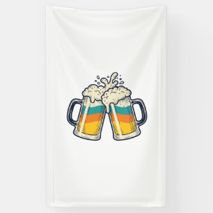 Lona Camiseta Vector Cheers Vintage Rainbow Beer Mug_1