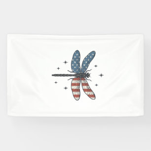 Lona Camiseta vectorial de libélula patriótica vintage_