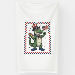 Lona Camiseta Vintage Bandera de Hot Dog de Cocodrilo P