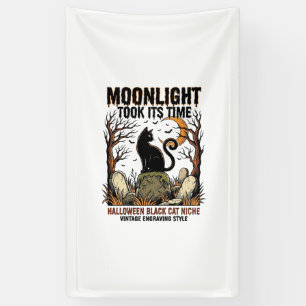 Lona Camiseta Vintage Cementerio Gato Negro Halloween_1