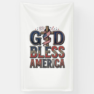 Lona Camiseta Vintage de Cruz Patriótica Dios Bendiga a