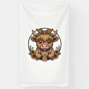 Lona Camiseta Vintage de Girasol de Café de Vaca Highla