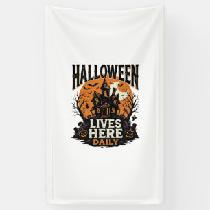 Lona Camiseta Vintage de Halloween Casa Embrujada Todos