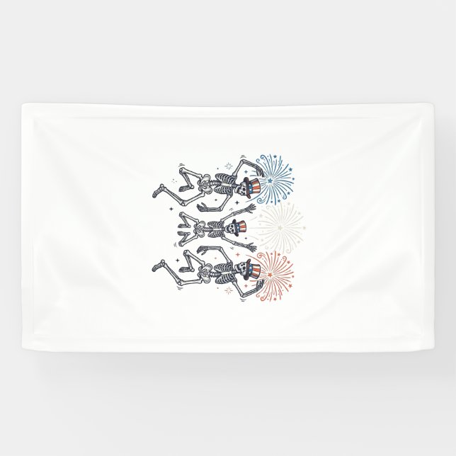 Lona Camiseta Vintage Fuegos Artificiales Esqueleto Bai (Horizontal)