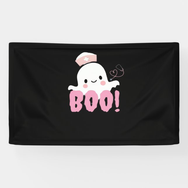 Lona Camisetas de enfermería de Halloween ¡Boo femenino (Horizontal)