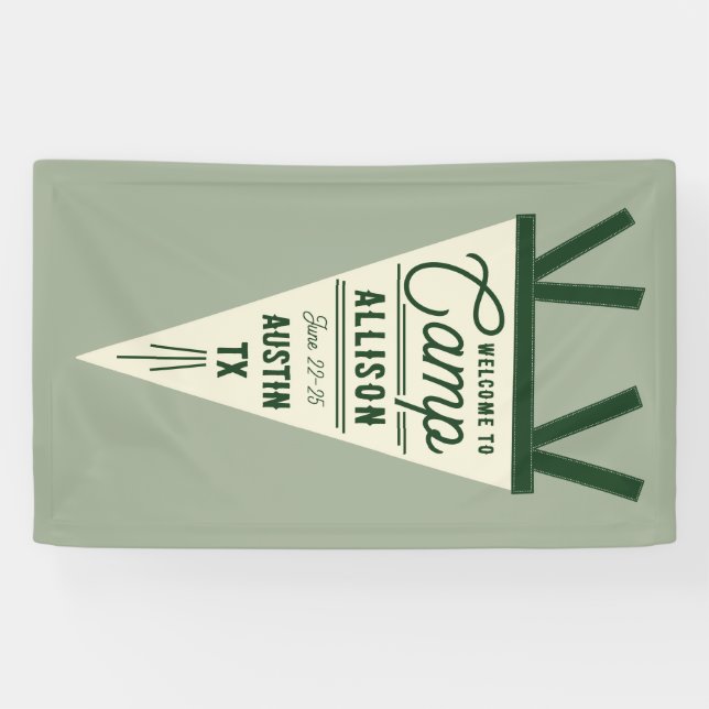 Lona Campamento Bachelorette Green Pennant (Horizontal)