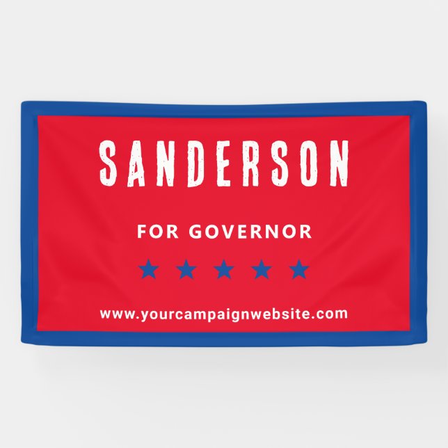 Lona Campaña electoral política Nombre rojo azul blanco (Horizontal)