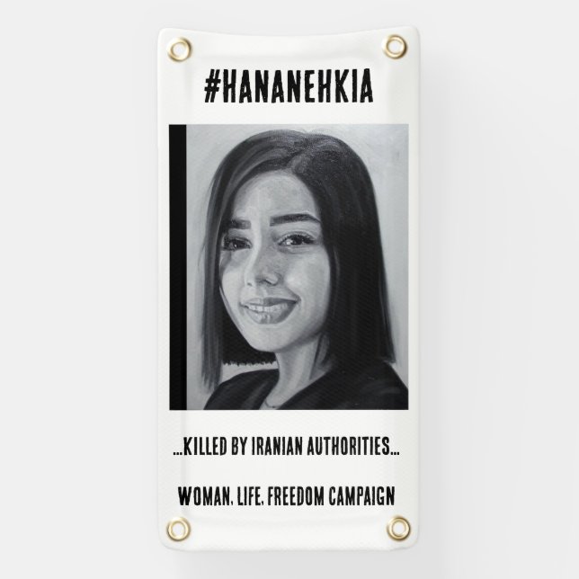 Lona Campaña #Hannanehkia, Woman, Life, Freedom (Vertical)