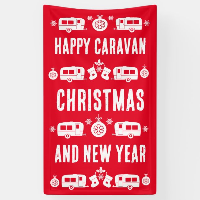 Lona Camping de caravanas felices Navidades (Vertical)