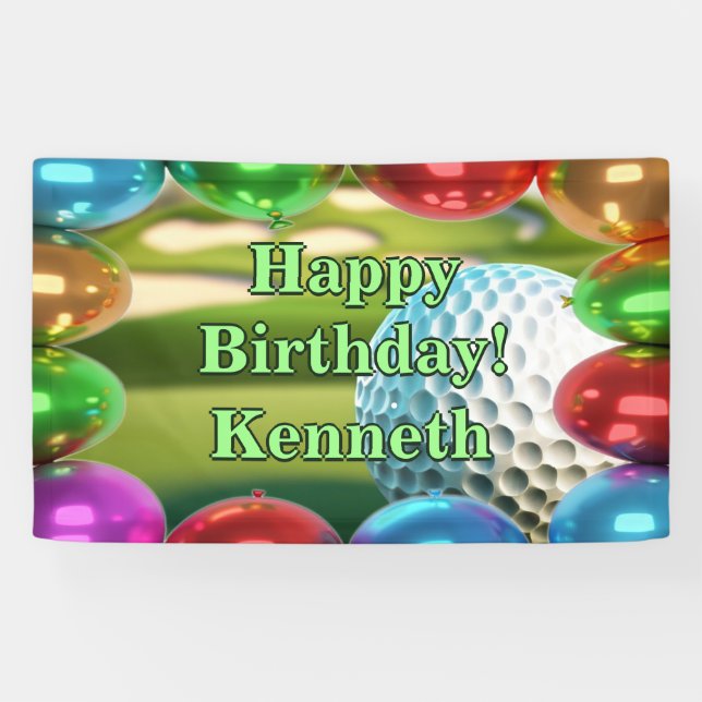 Lona Campo de golf Feliz cumpleaños personalizado Vinyl (Horizontal)