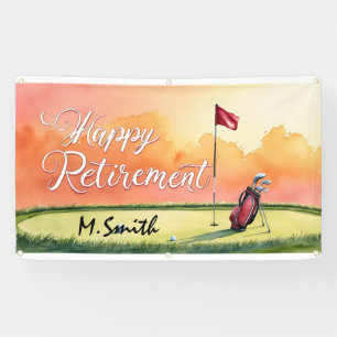 Lona Campo de golf Golf Happy Retirement y nombre de go