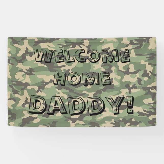 Lona Camuflaje verde bienvenida banner personalizado (Horizontal)