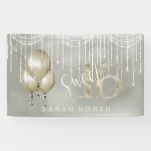 Lona Canales y globos Sweet 16 Champagne ID473