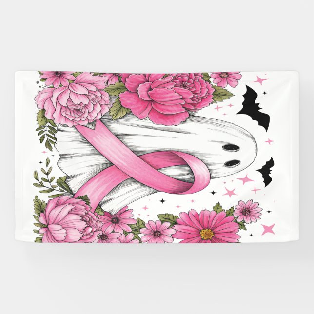 Lona Cáncer de Mama Halloween Fantasma Boho (Horizontal)