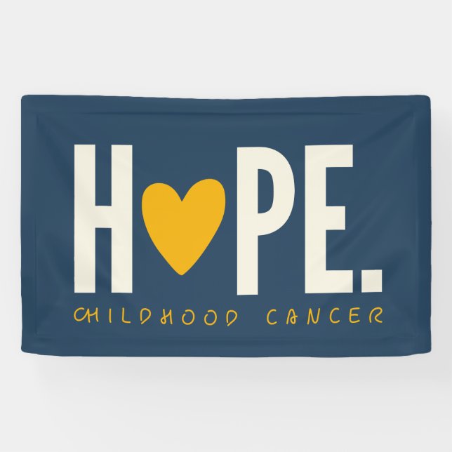 Lona cáncer infantil HOPE oro corazón Banner Rótulo (Horizontal)