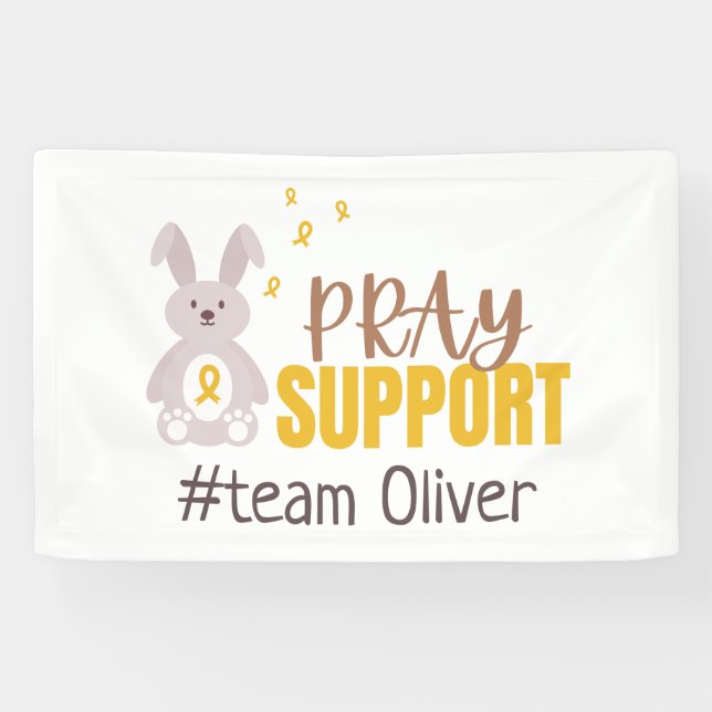 Lona cáncer infantil. Personalizado reza para apoyar el (Horizontal)