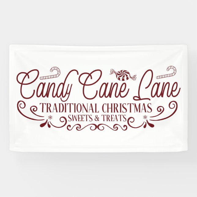 Lona Candy Cane Lane Pasteles tradicionales Polo Norte (Horizontal)