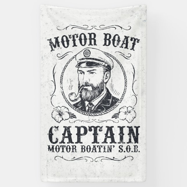 Lona Capitán de lancha motora divertido pontón en barco (Vertical)