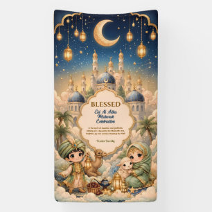 Lona Caprichosos Niños Chibi Familia Eid Mubarak