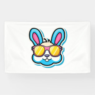 Lona cara de conejo con gafas de sol día de Pascua