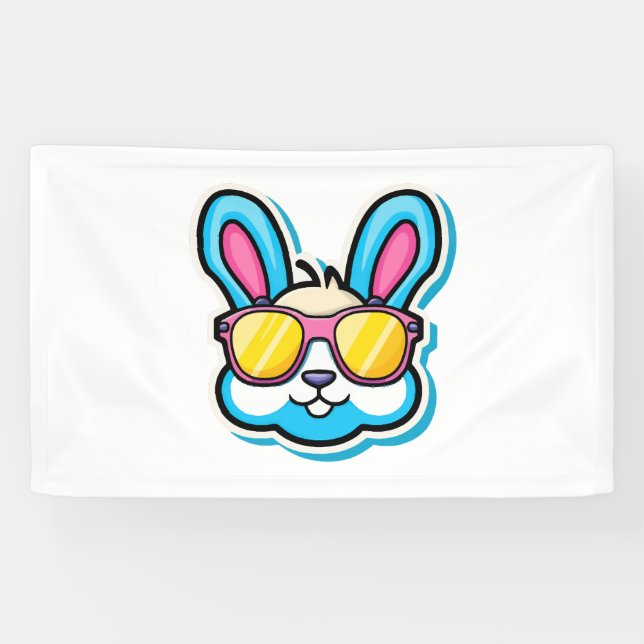 Lona cara de conejo con gafas de sol día de Pascua (Horizontal)