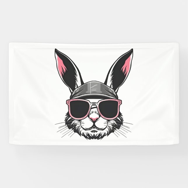 Lona Cara De Conejo Con Gafas De Sol Día De Pascua Para (Horizontal)