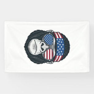 Lona Cara de Gorila Patriótico Grabado Vintage Vector_1