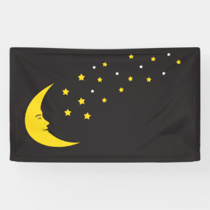Lona Cara lunar con fondo vintage Stars